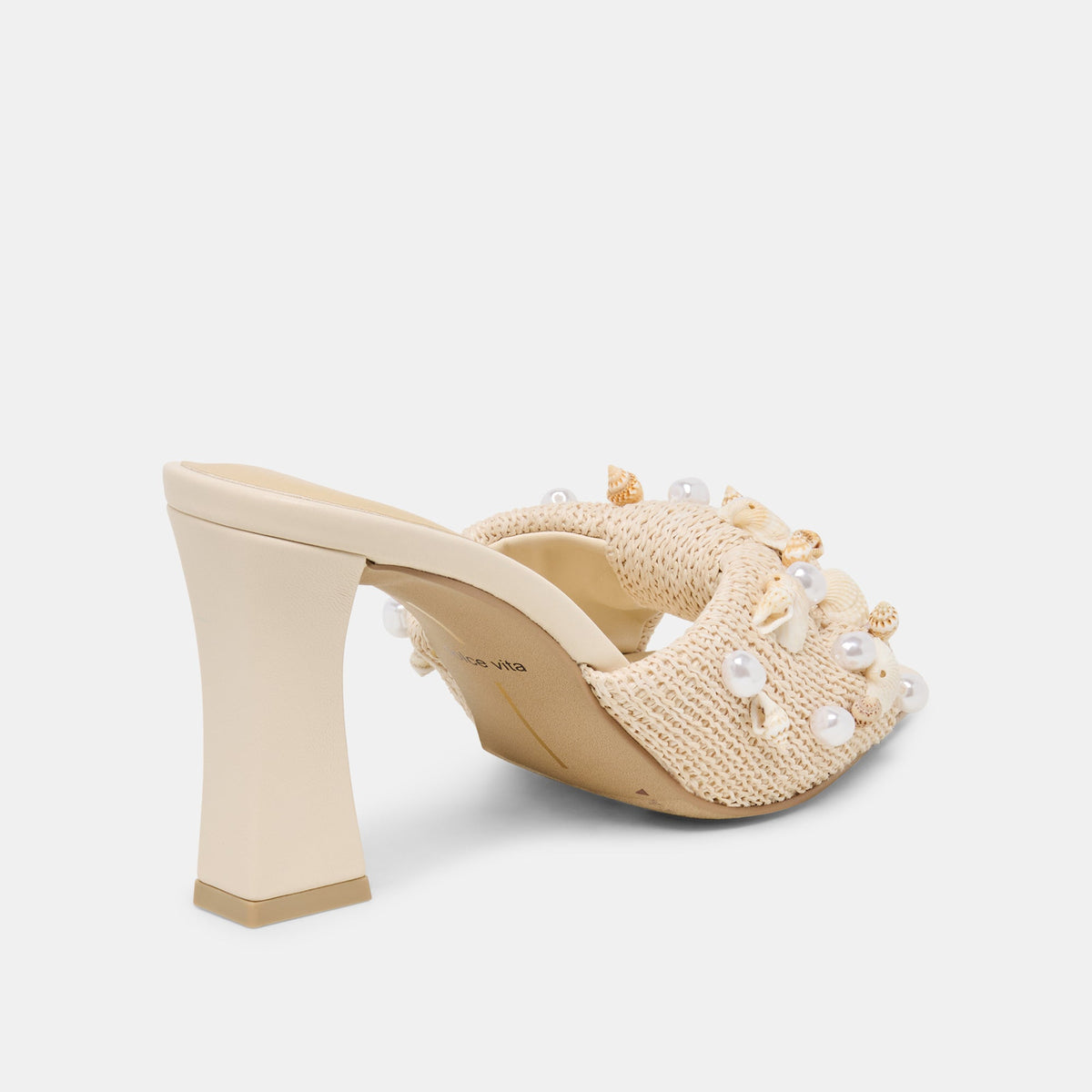 Tylah Oatmeal Beaded Raffia Heels | Dolce Vita