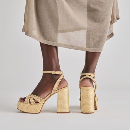 Danila Lt Natural Cross Hatch Raffia Heels | Dolce Vita