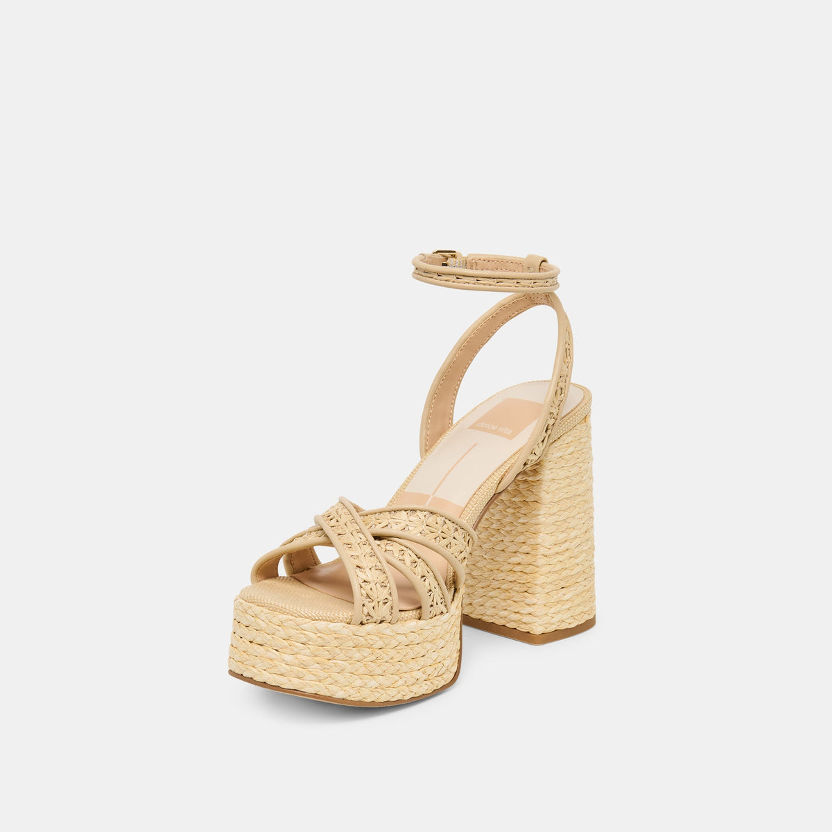Danila Lt Natural Cross Hatch Raffia Heels | Dolce Vita