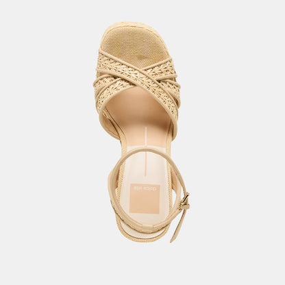 Danila Lt Natural Cross Hatch Raffia Heels | Dolce Vita