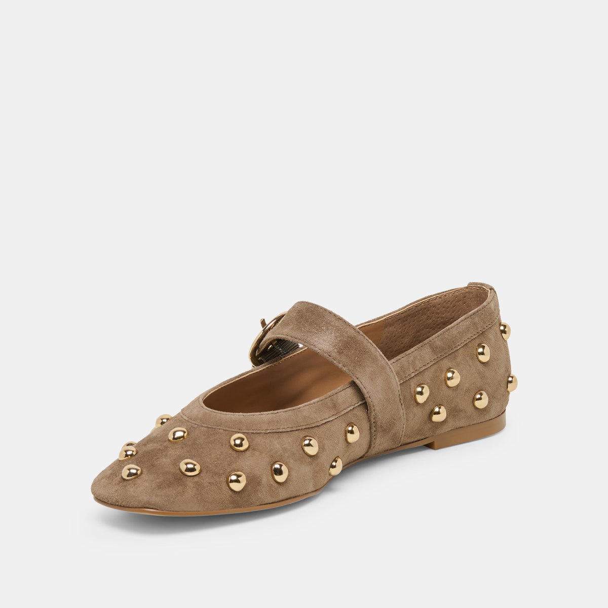 Mikel Stud Olive Suede Ballet Flats | Dolce Vita