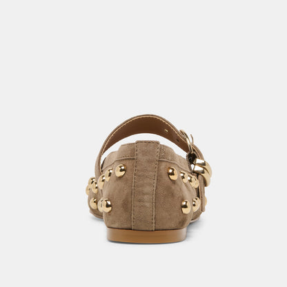 Mikel Stud Olive Suede Ballet Flats | Dolce Vita