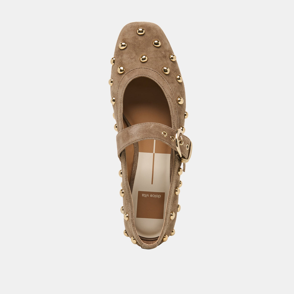 Mikel Stud Olive Suede Ballet Flats | Dolce Vita