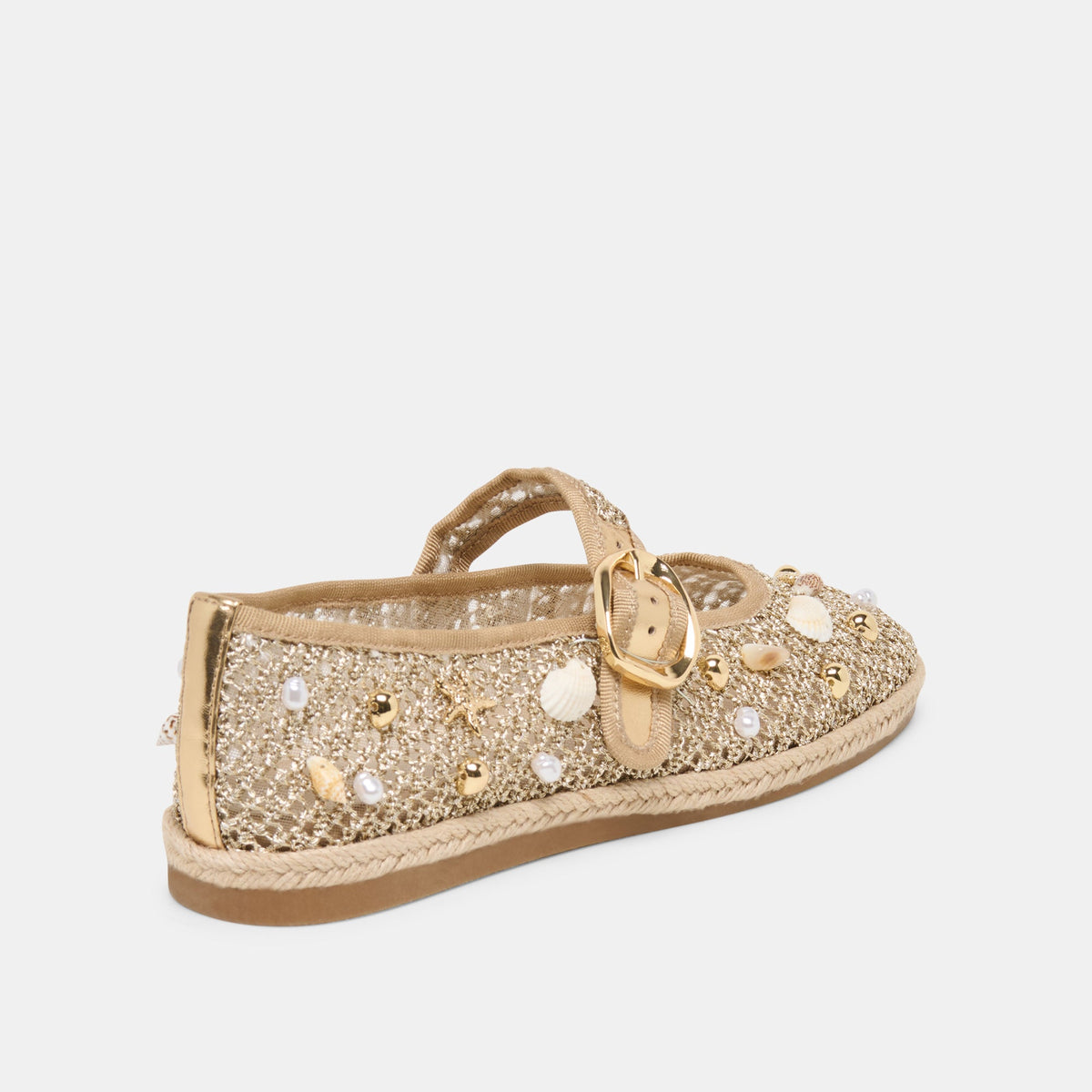 Ralph Gold Beaded Raffia Ballet Flats | Dolce Vita