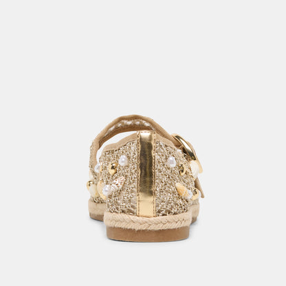 Ralph Gold Beaded Raffia Ballet Flats | Dolce Vita