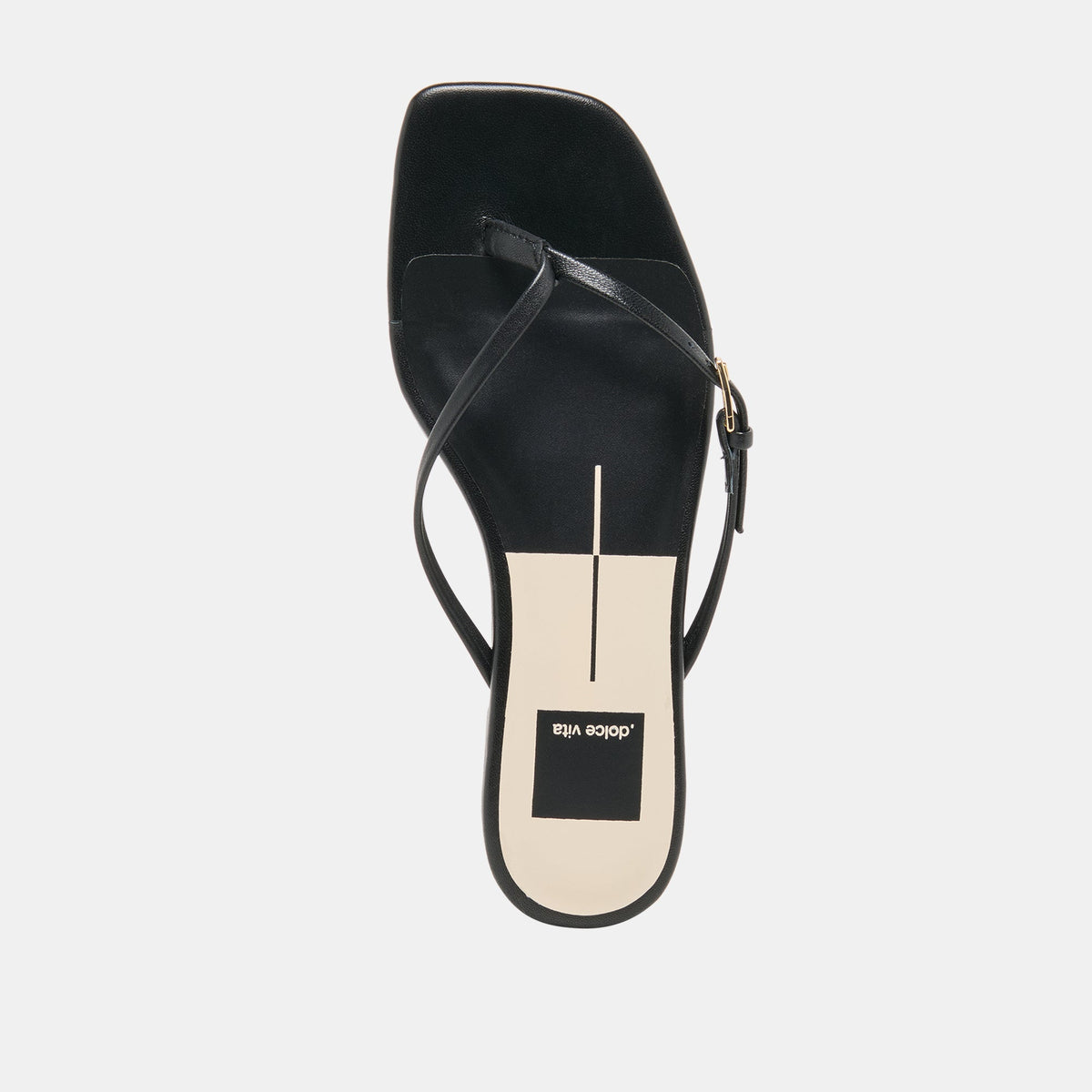 MALTA Black Leather Buckle Flip-Flop Sandals | Dolce Vita