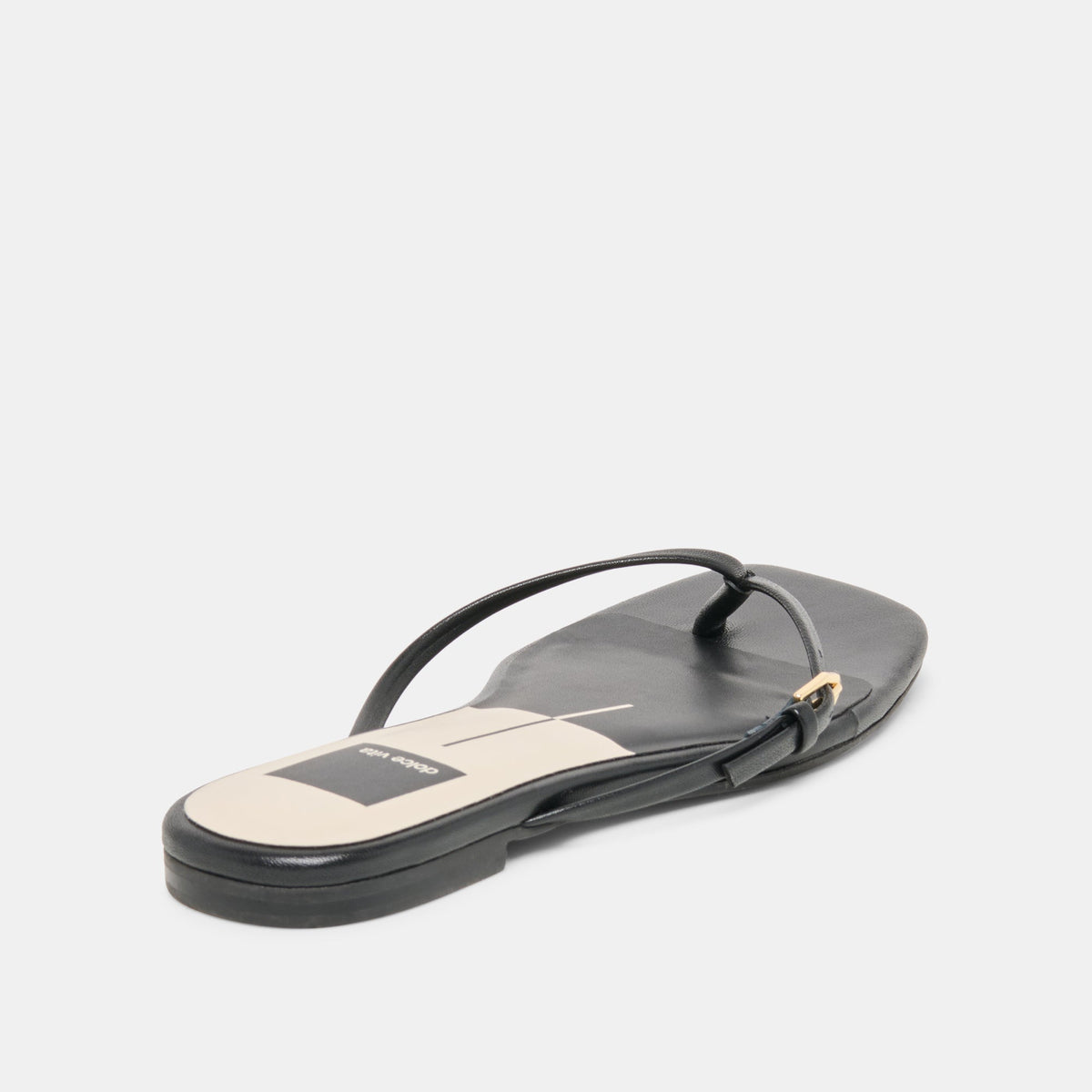 MALTA Black Leather Buckle Flip-Flop Sandals | Dolce Vita