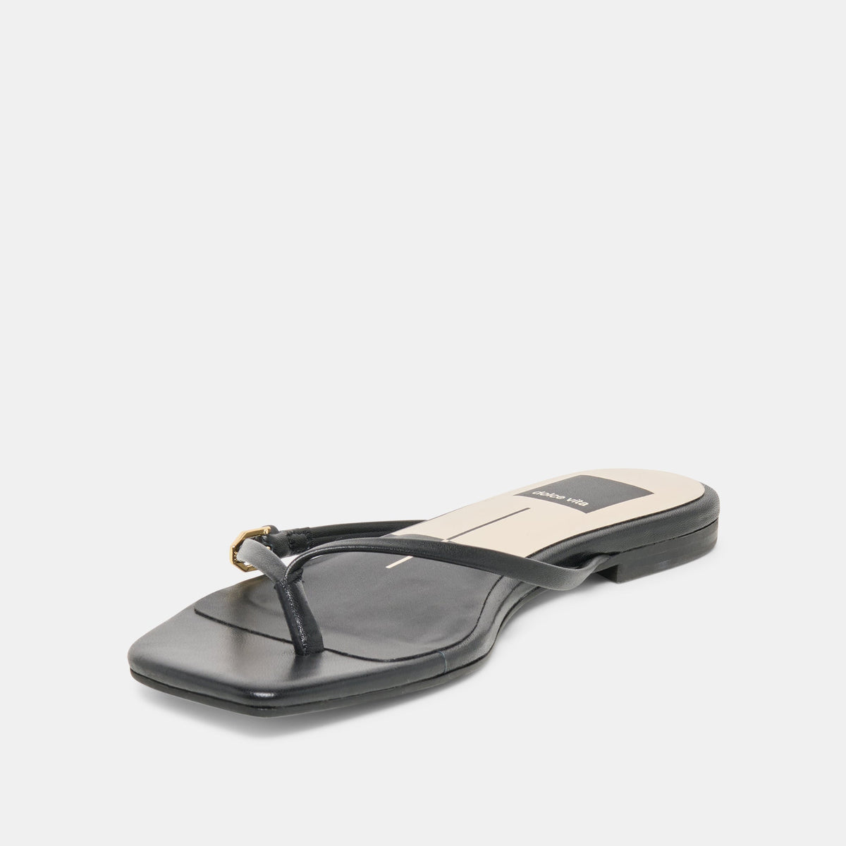 MALTA Black Leather Buckle Flip-Flop Sandals | Dolce Vita