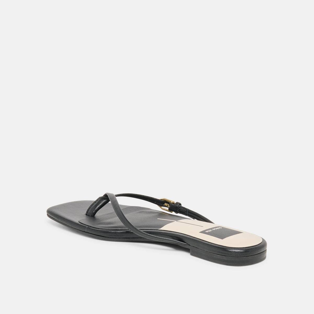 MALTA Black Leather Buckle Flip-Flop Sandals | Dolce Vita