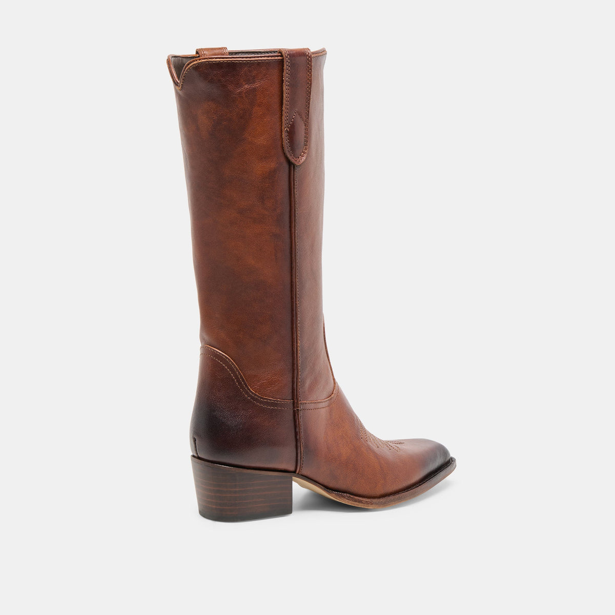 VIGLA Chestnut Leather Pointed-Toe Western Boots | Dolce Vita