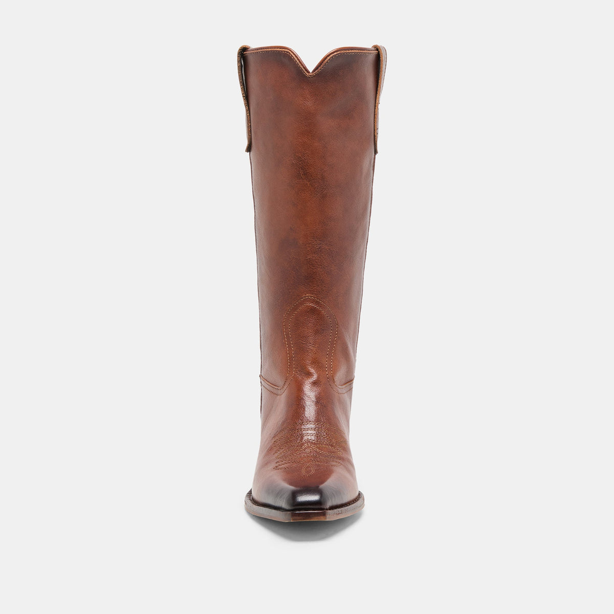 VIGLA Chestnut Leather Pointed-Toe Western Boots | Dolce Vita
