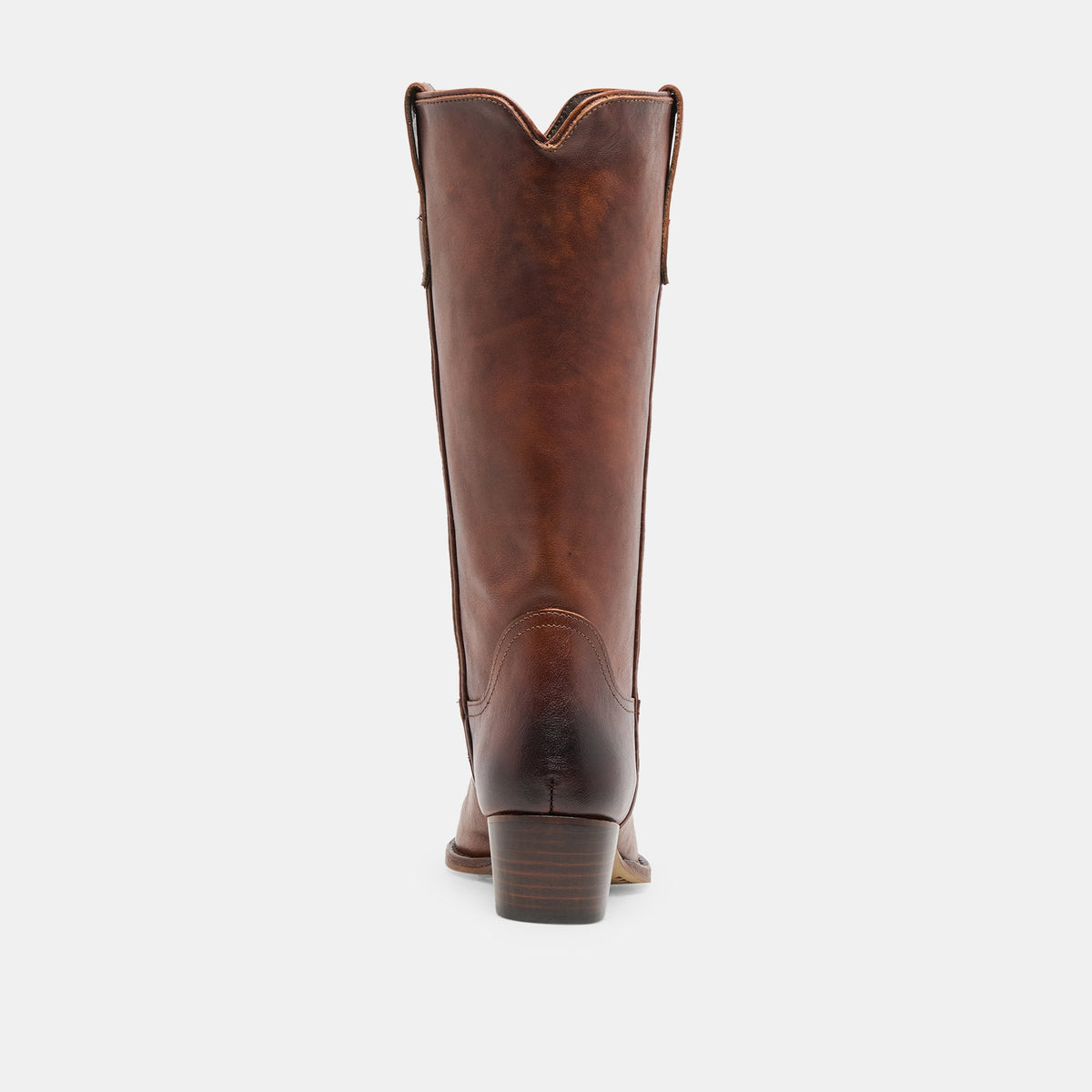 VIGLA Chestnut Leather Pointed-Toe Western Boots | Dolce Vita