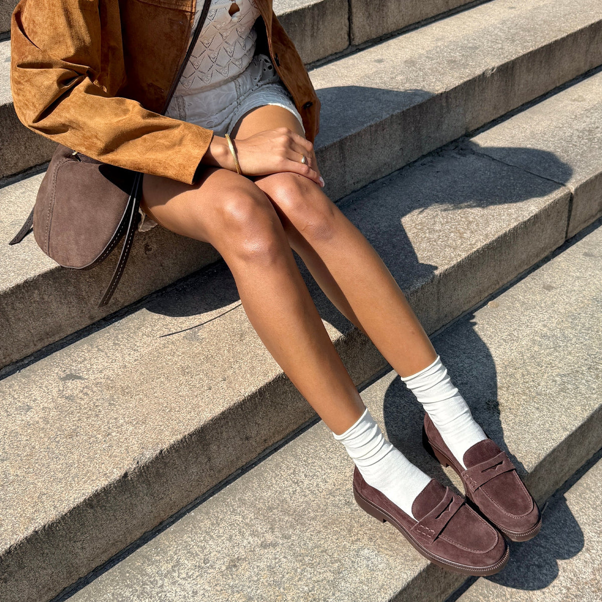 Tiggy Mahogany Suede Loafers | Dolce Vita