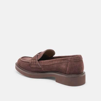 Tiggy Mahogany Suede Loafers | Dolce Vita