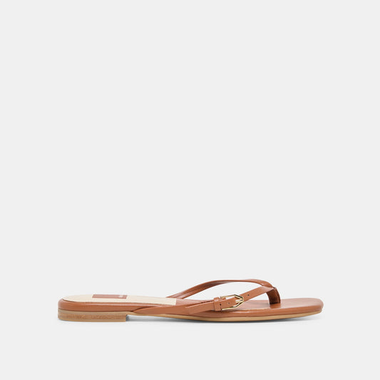 MALTA Cognac Leather Buckle Flip-Flop Sandals | Dolce Vita