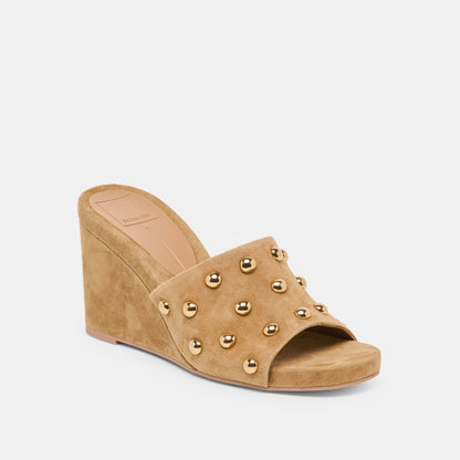 Holta Stud Lt Brown Suede Wedges | Dolce Vita