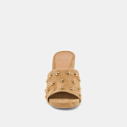 Holta Stud Lt Brown Suede Wedges | Dolce Vita