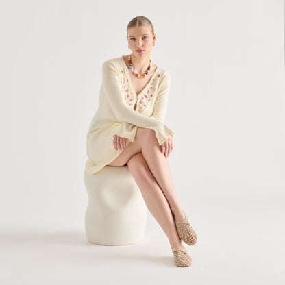 Kaylyn Oatmeal Crochet Flats | Dolce Vita