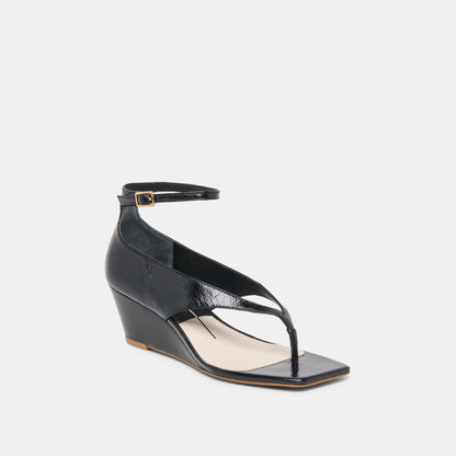Quinny Black Leather Wedges | Dolce Vita