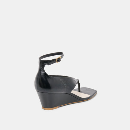 Quinny Black Leather Wedges | Dolce Vita