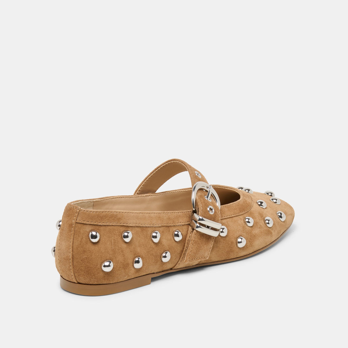 Mikel Stud Lt Brown Suede Ballet Flats | Dolce Vita