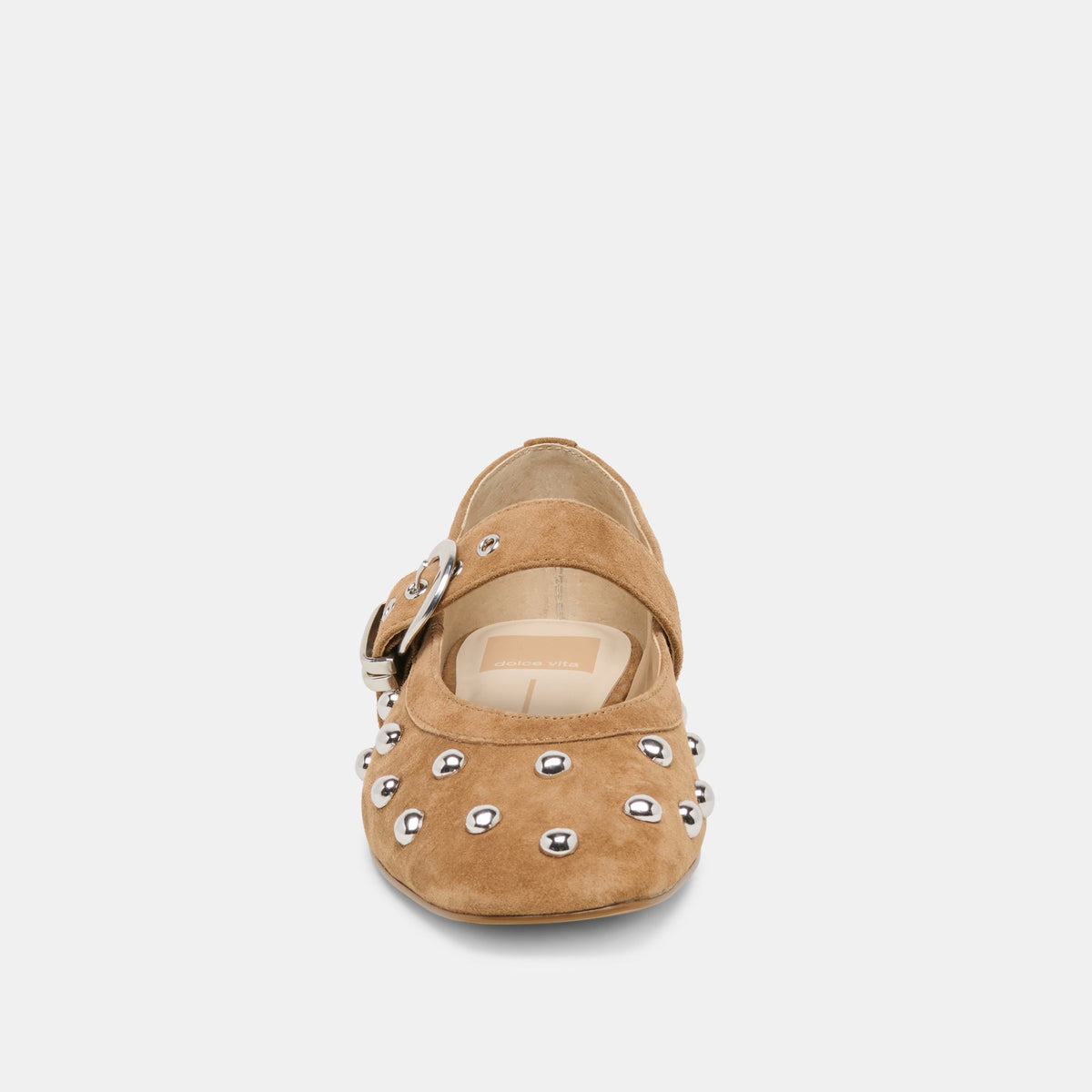 Mikel Stud Lt Brown Suede Ballet Flats | Dolce Vita