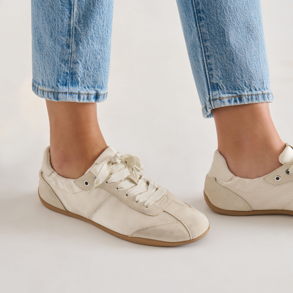 Dakoda Off White Satin Sneakers | Dolce Vita