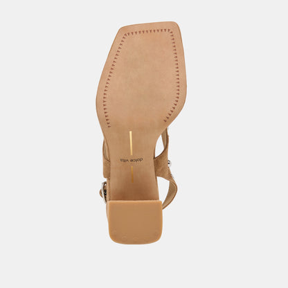 Yves Stud Lt Brown Suede Heels | Dolce Vita