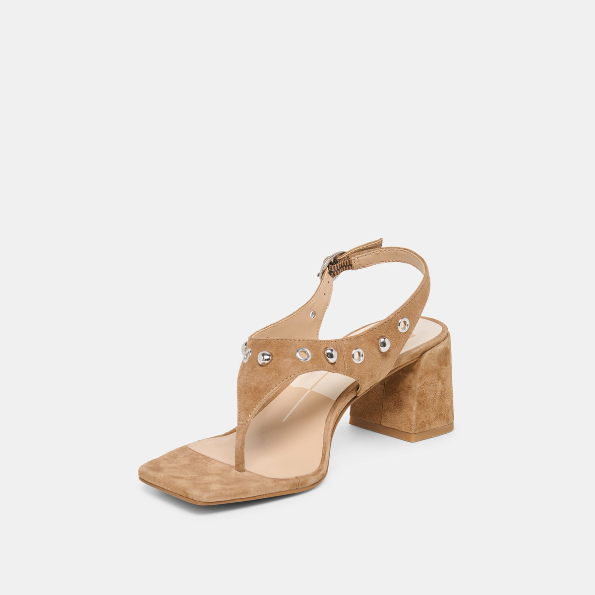 Yves Stud Lt Brown Suede Heels | Dolce Vita
