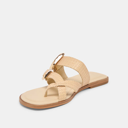 SHORE Sand Raffia Flip-Flop Buckled Sandals | Dolce Vita