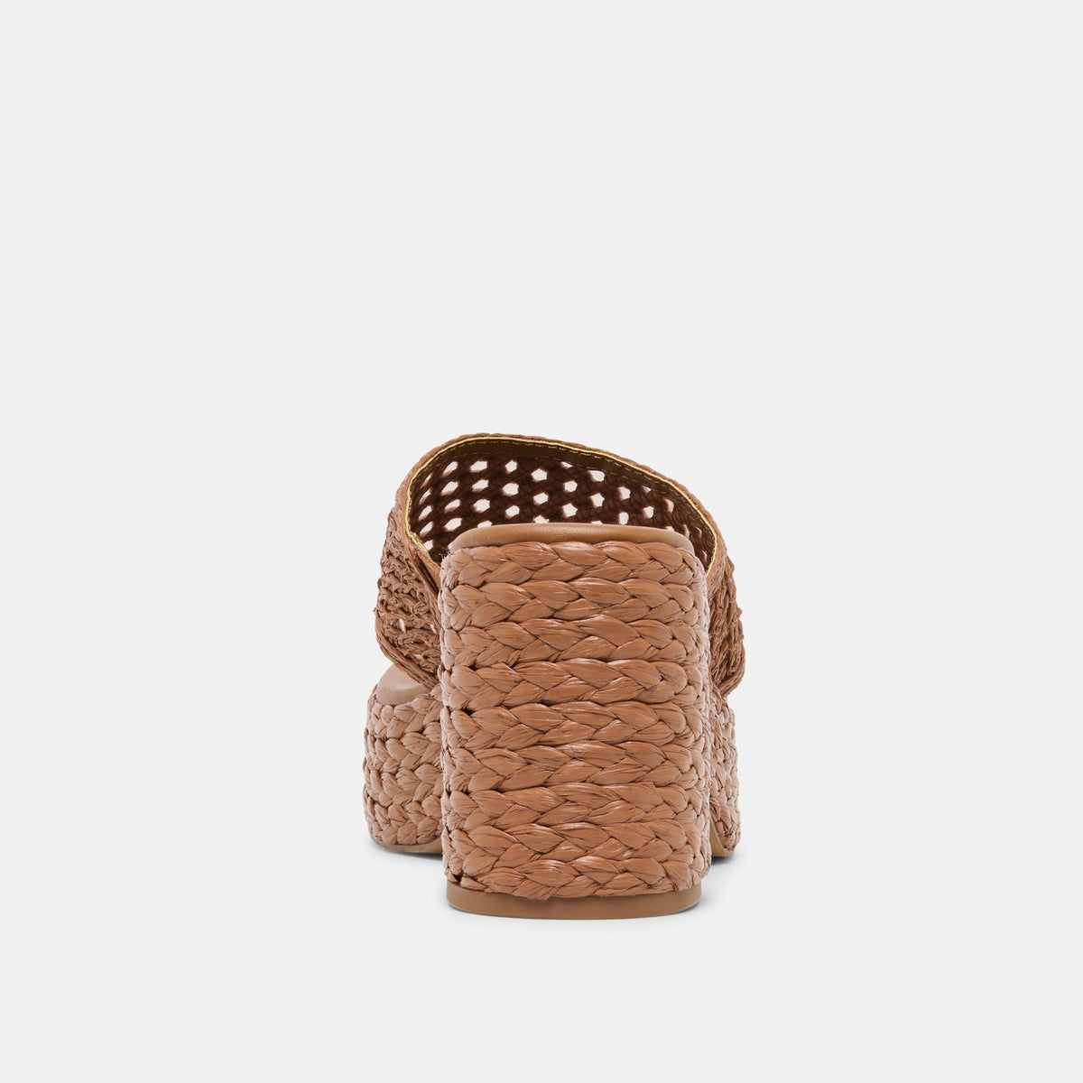 RIPPLE Mid Brown Raffia Platform Thong Block Heel | Dolce Vita