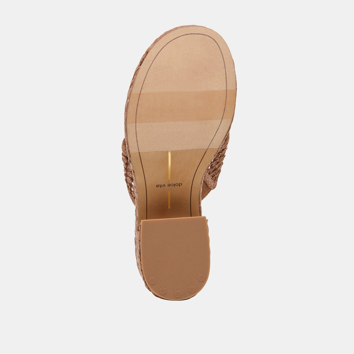 RIPPLE Mid Brown Raffia Platform Thong Block Heel | Dolce Vita