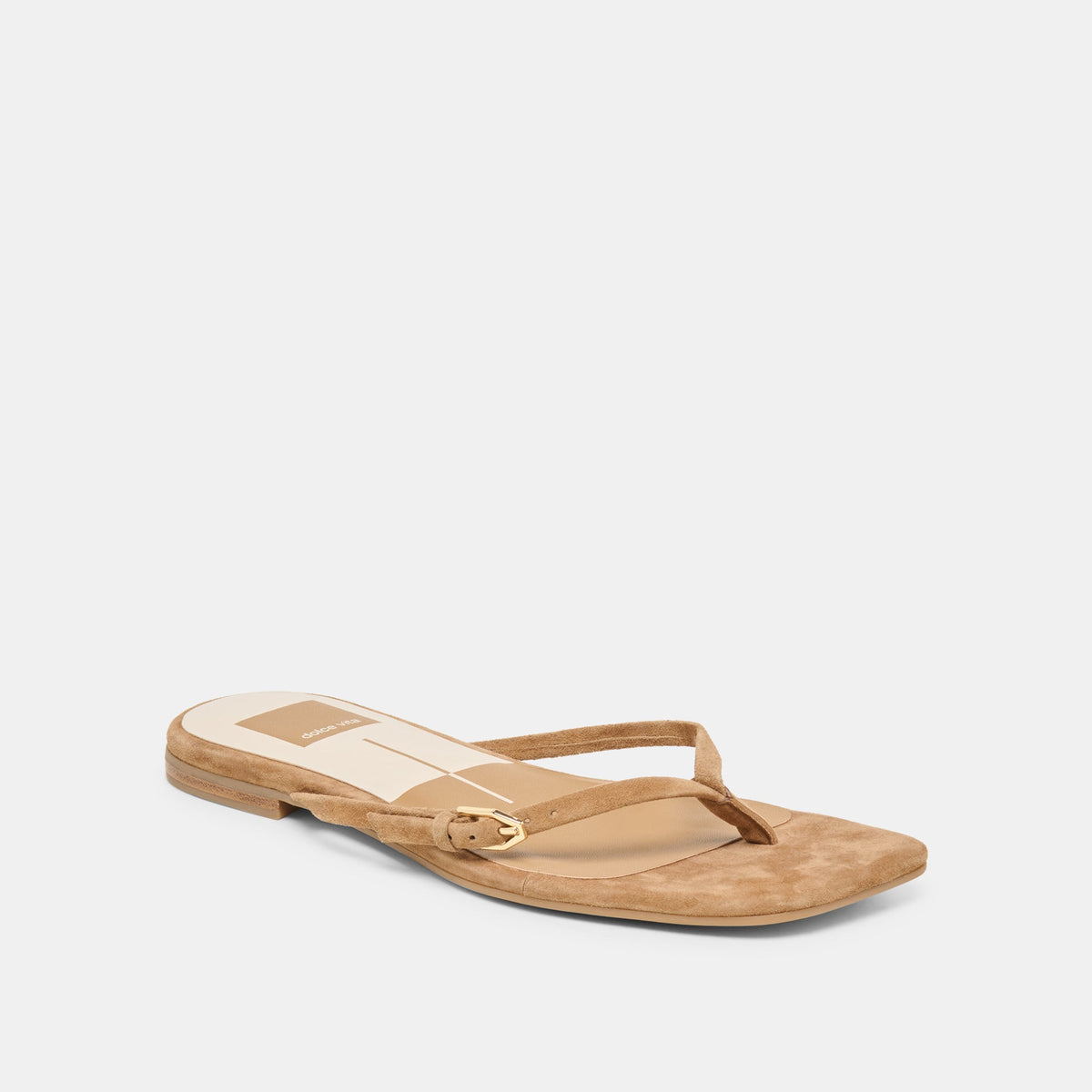 MALTA Lt Brown Suede Buckle Flip-Flop Sandals | Dolce Vita