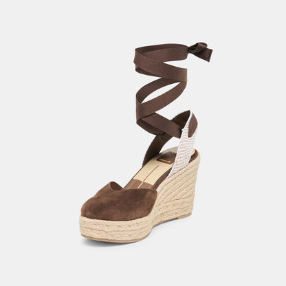 Noura Dk Brown Suede Wedges | Dolce Vita