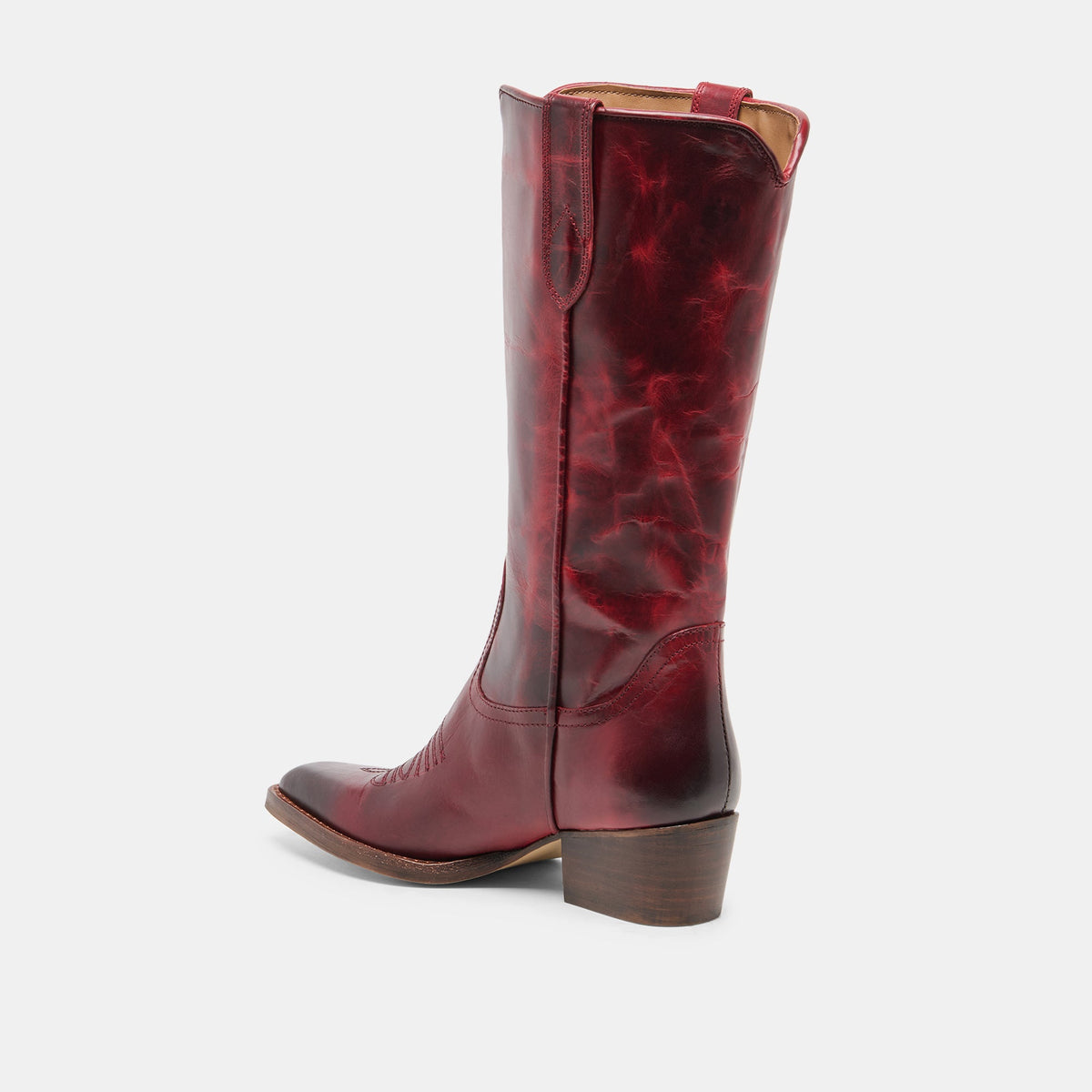 VIGLA Garnet Leather Pointed-Toe Western Boots | Dolce Vita