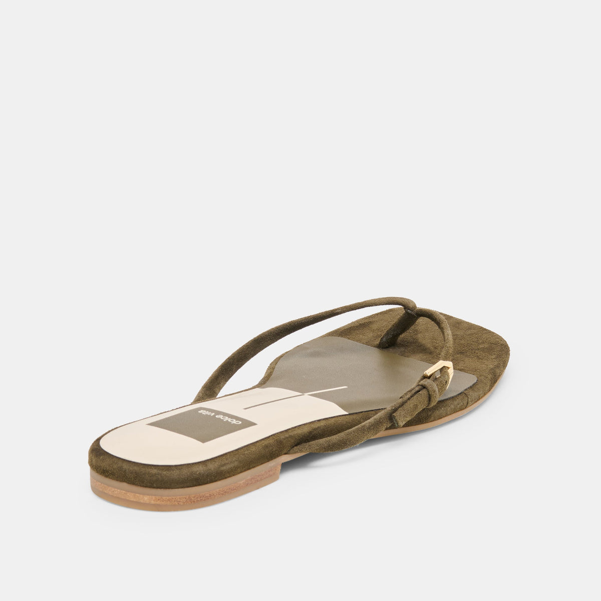 MALTA Dk Olive Suede Buckle Flip-Flop Sandals | Dolce Vita