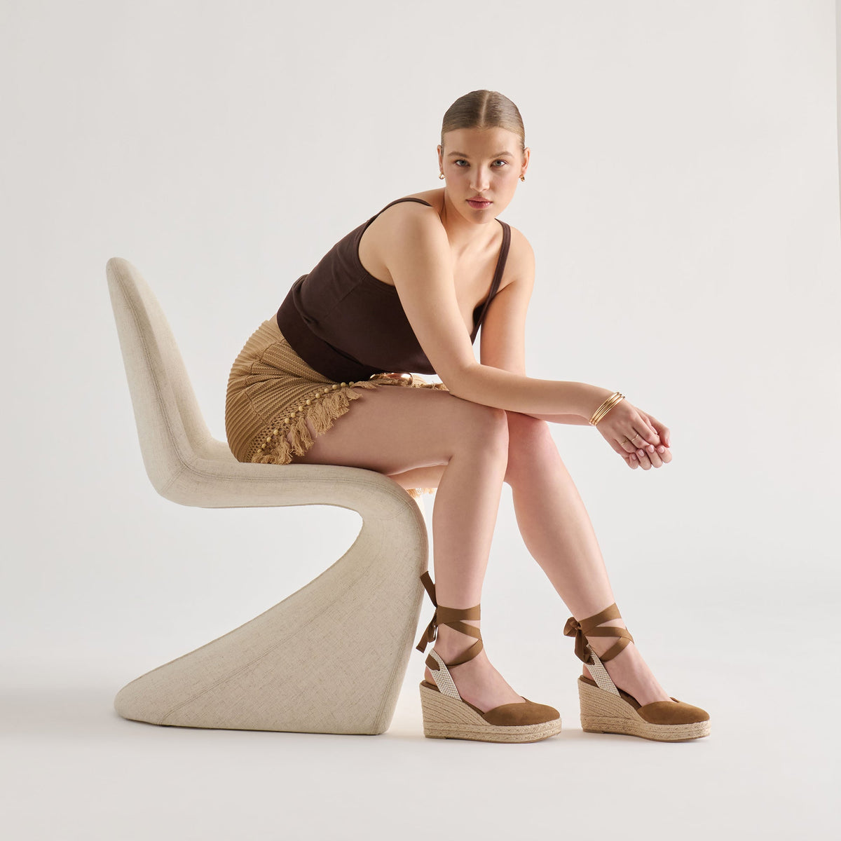 Noura Lt Brown Suede Wedges | Dolce Vita