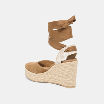 Noura Lt Brown Suede Wedges | Dolce Vita