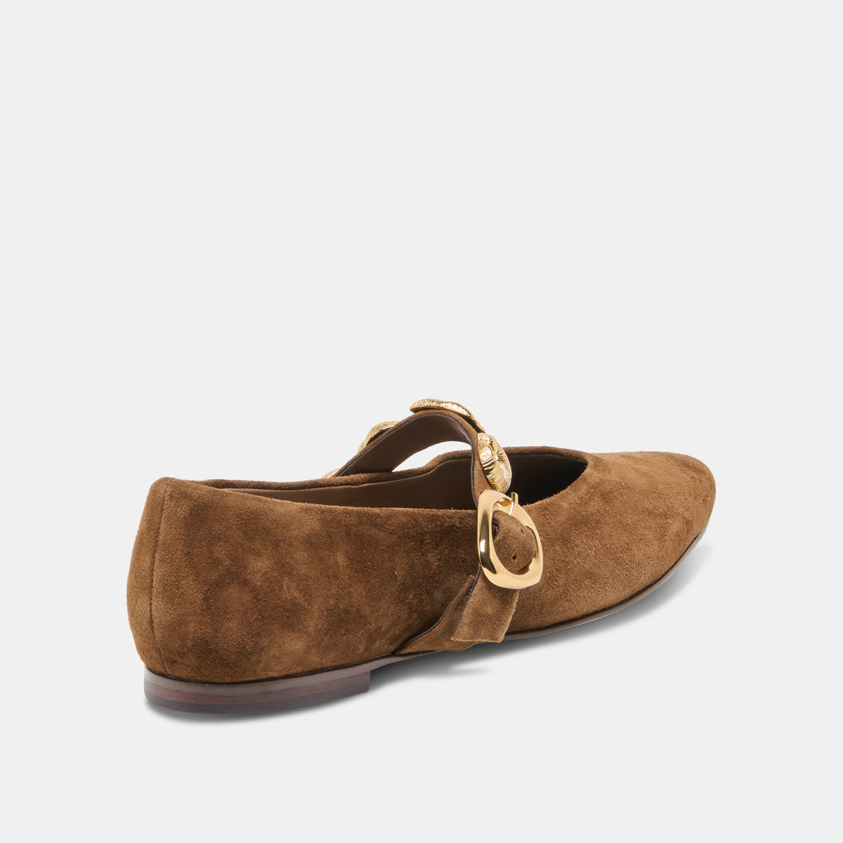 LOREE Chesnut Suede Mary-Jane Metal Detail Ballet Flats | Dolce Vita