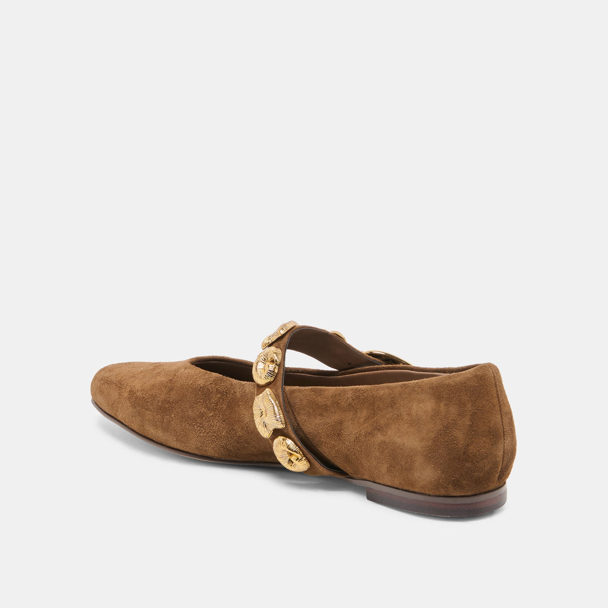 LOREE Chesnut Suede Mary-Jane Metal Detail Ballet Flats | Dolce Vita