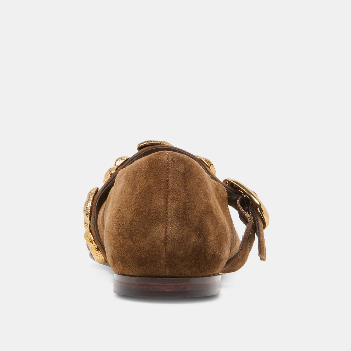 LOREE Chesnut Suede Mary-Jane Metal Detail Ballet Flats | Dolce Vita