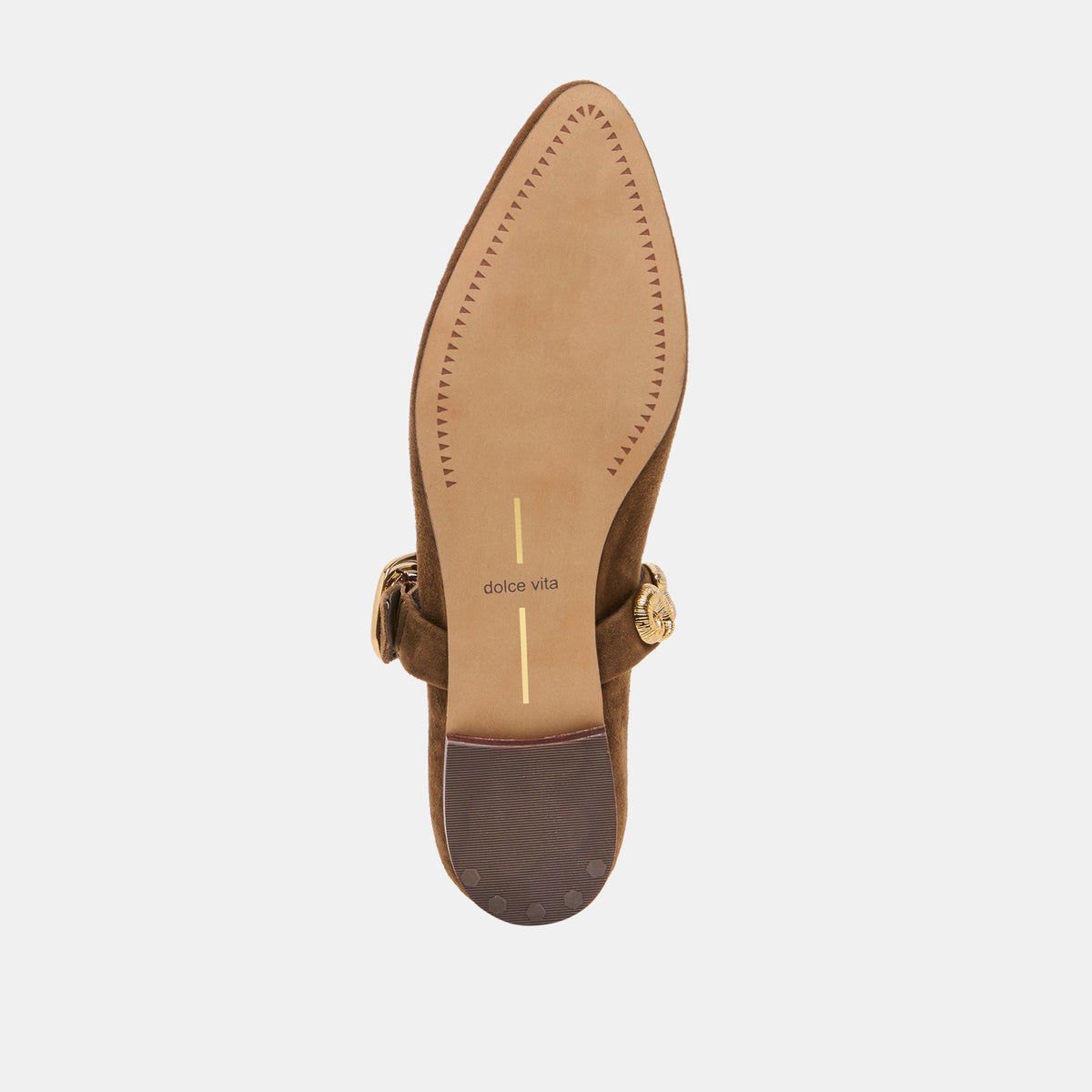 LOREE Chesnut Suede Mary-Jane Metal Detail Ballet Flats | Dolce Vita