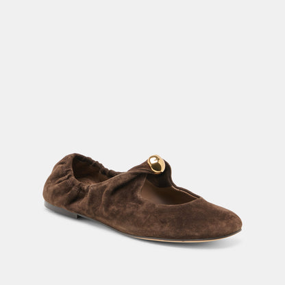 Cornel Dk Brown Suede Flats | Dolce Vita
