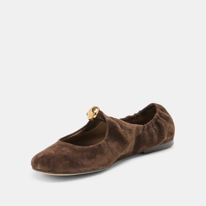 Cornel Dk Brown Suede Flats | Dolce Vita