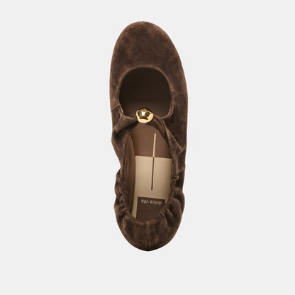Cornel Dk Brown Suede Flats | Dolce Vita