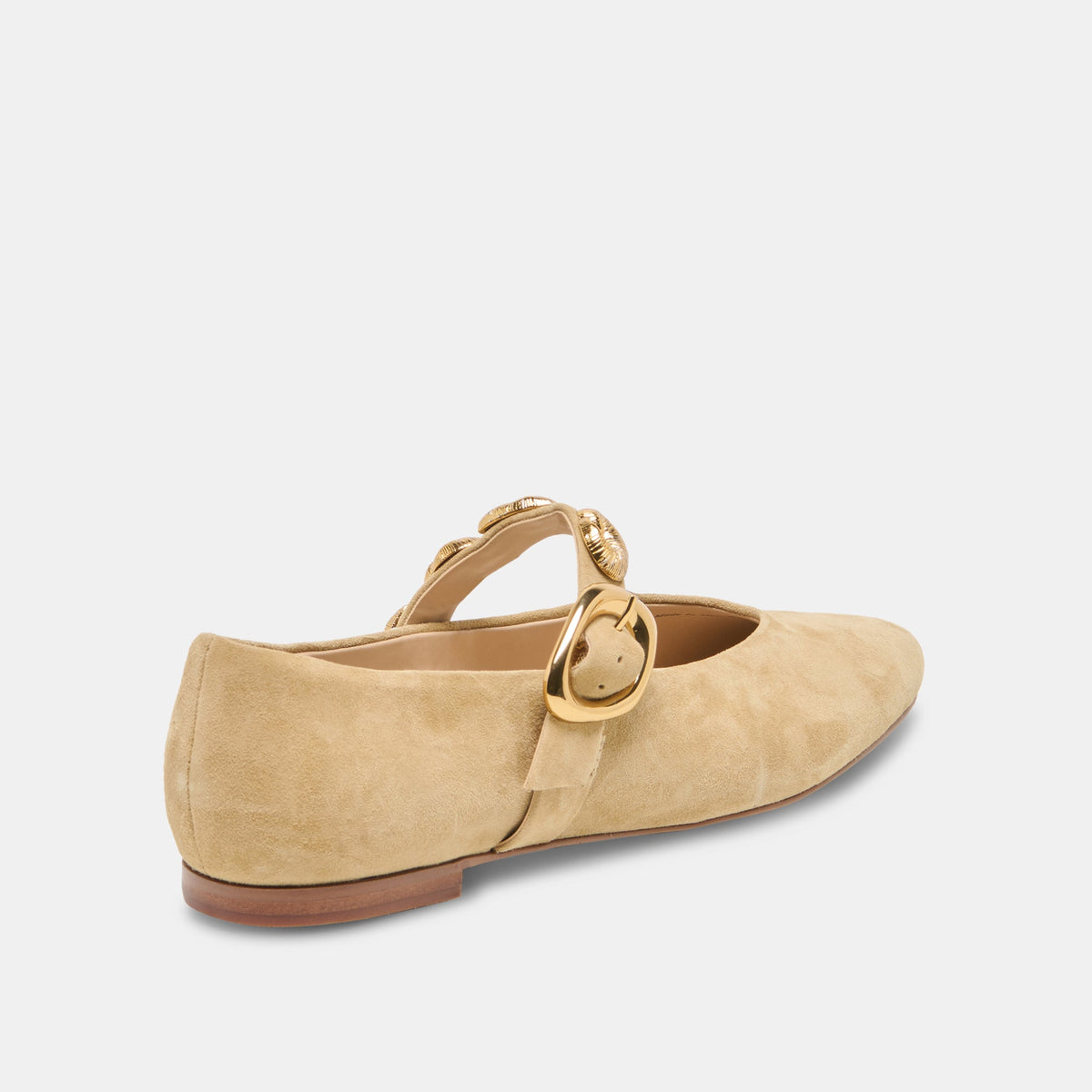 LOREE Desert Taupe Suede Mary-Jane Metal Detail Ballet Flats | Dolce Vita