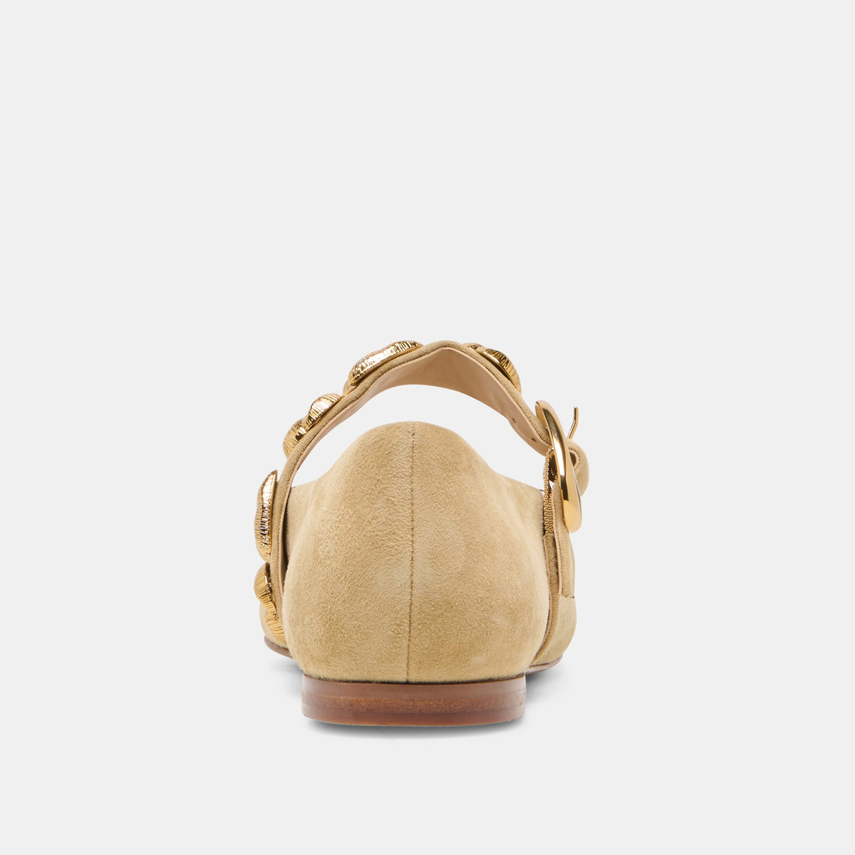 LOREE Desert Taupe Suede Mary-Jane Metal Detail Ballet Flats | Dolce Vita