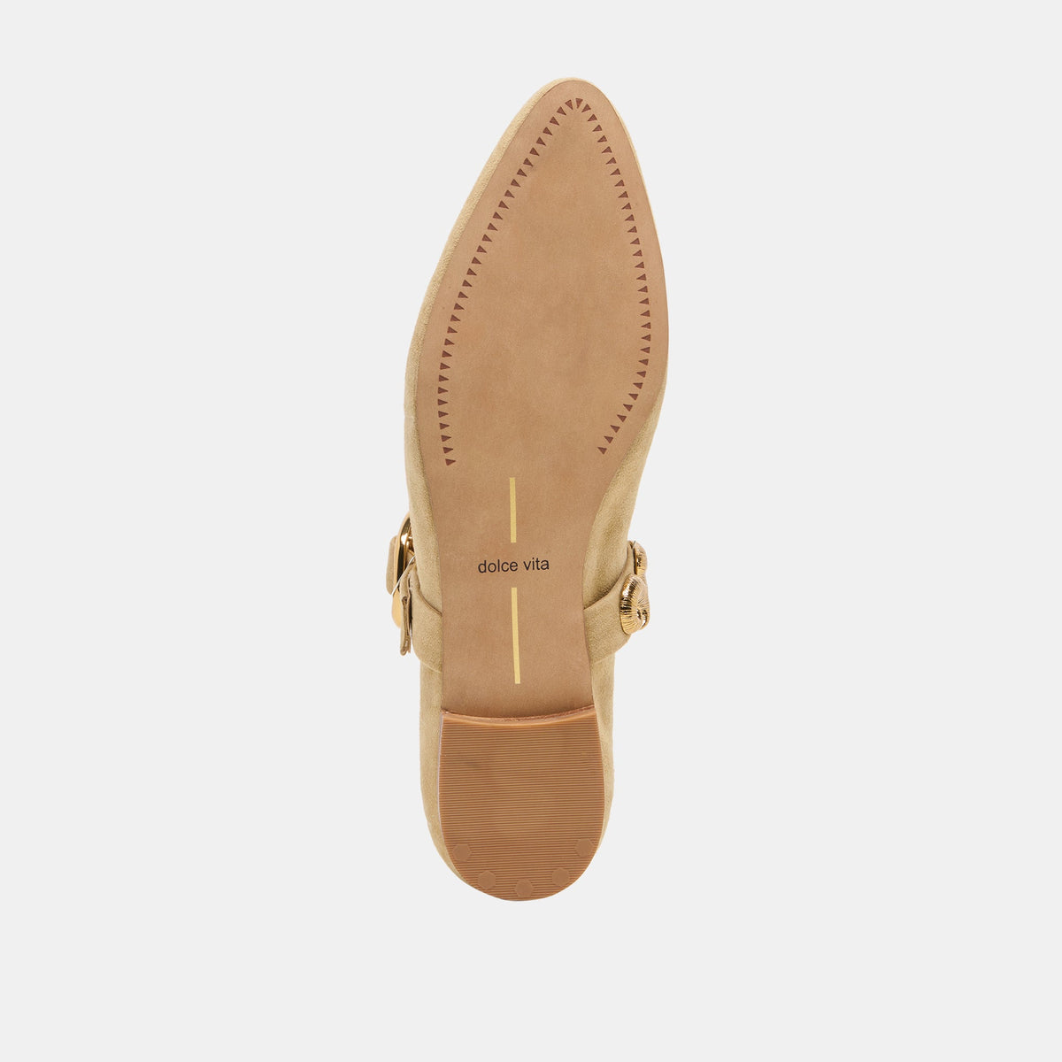 LOREE Desert Taupe Suede Mary-Jane Metal Detail Ballet Flats | Dolce Vita