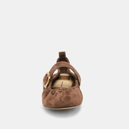 Caely Dk Brown Suede Ballet Flats | Dolce Vita