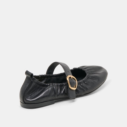 Caely Black Leather Ballet Flats | Dolce Vita
